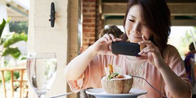 photoperson a woman having lunch at restaurant